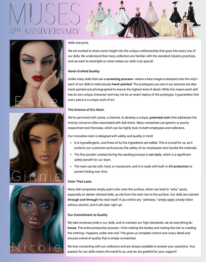 5th Anniversary Muses LILLY BASIC DOLL, Pre-Order Jun/Jul