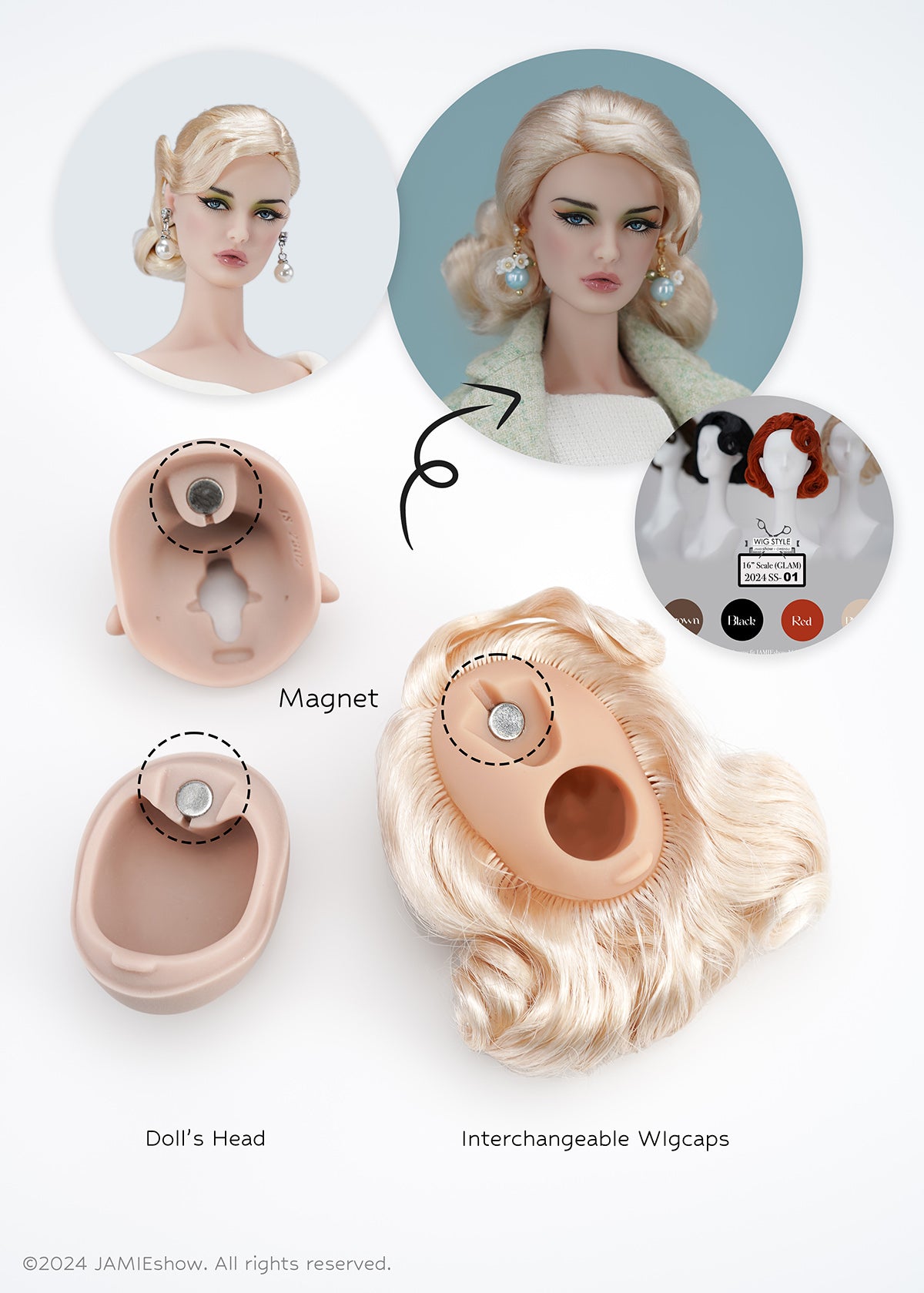 Retro-Glam "La Vie est Belle" Rooted wig cap Style 1