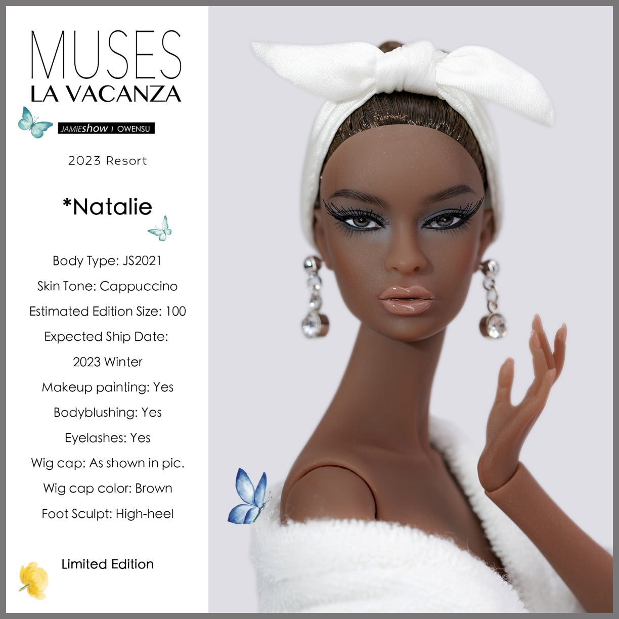 Muses La Vacanza Natalie Dressed Doll, Pre-Oder for Winter 2023 Delivery.
