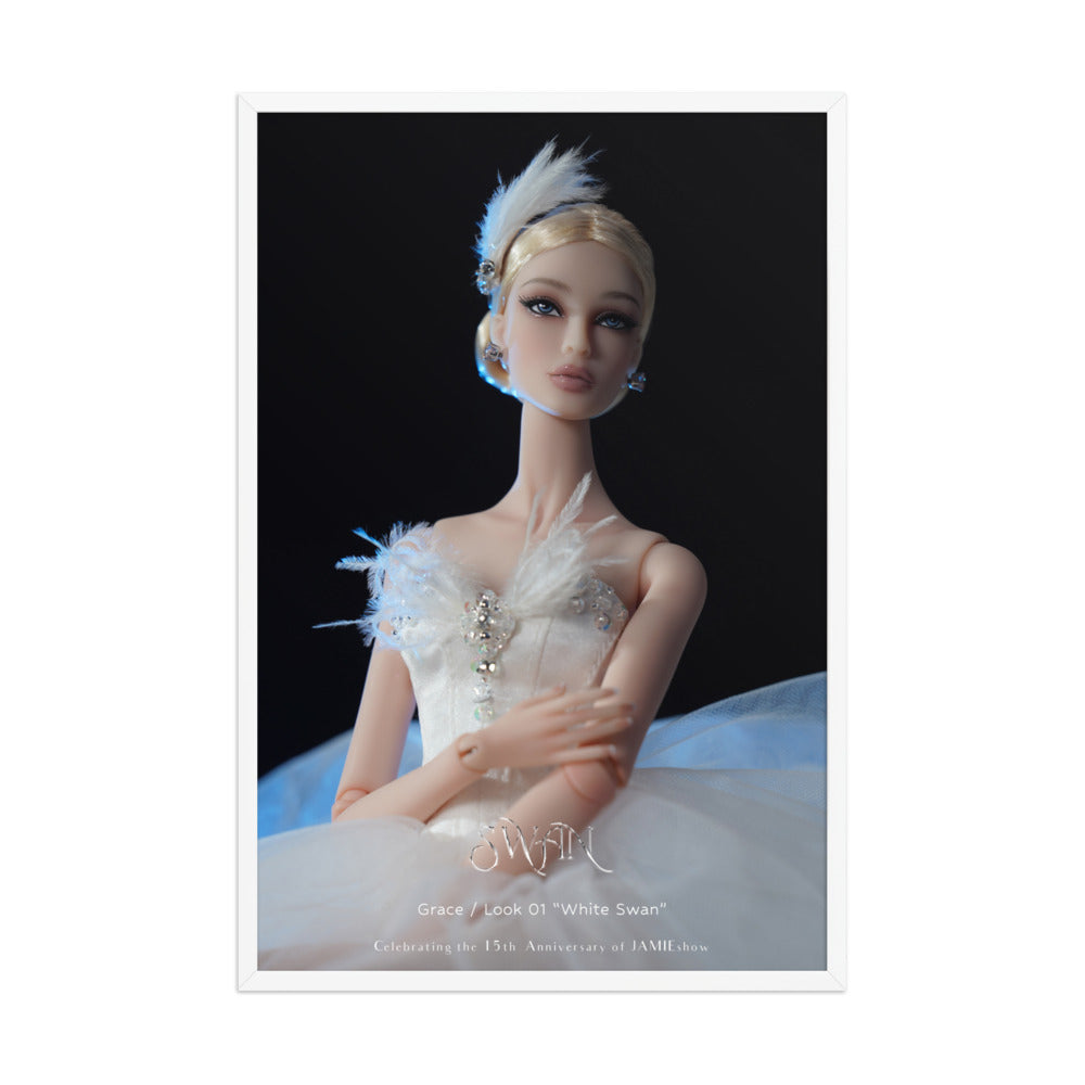 JAMIEshow 15th Anniversar White Swan Framed Print