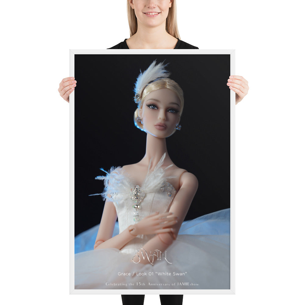 JAMIEshow 15th Anniversar White Swan Framed Print