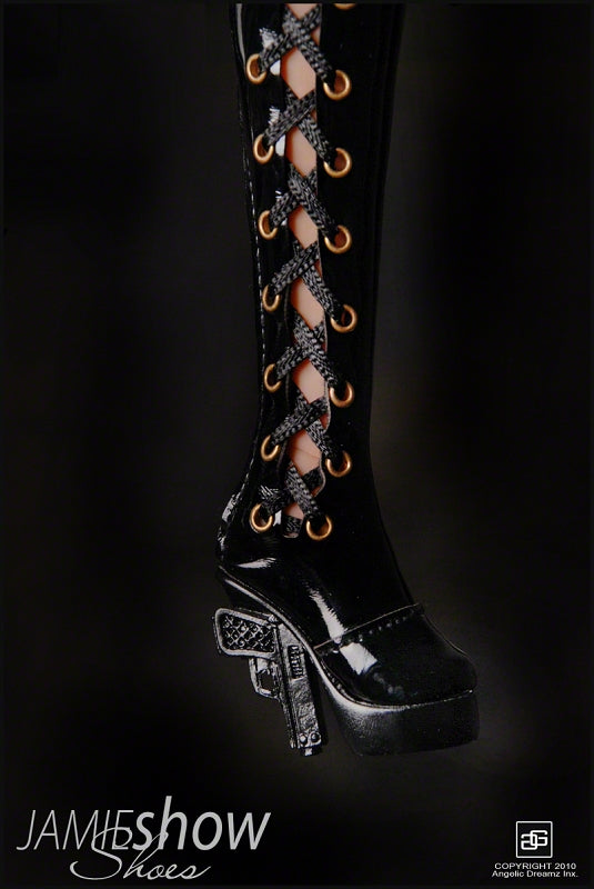 JAMIEshow Shoe Collection Pistol Heel Boots Black